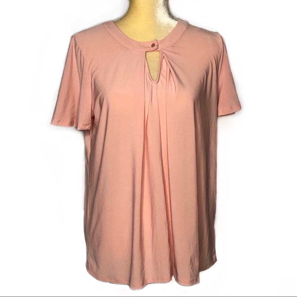 Faith & Joy Short Sleeve Front Eyelet Blouse Large